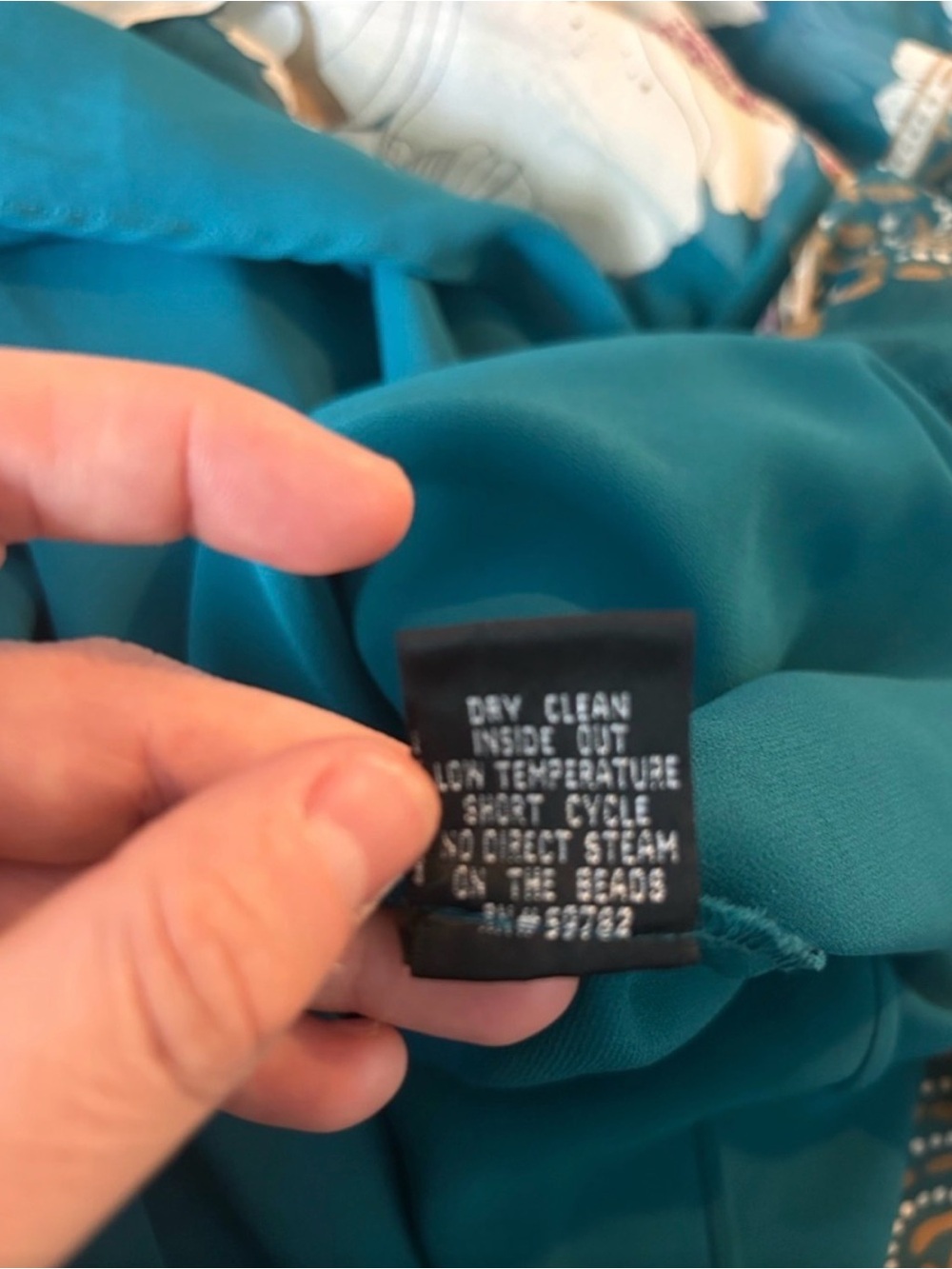 Adrianna Papell Teal Floral V-Neck Dress with Purple Embellished Waist - Picture 12 of 13